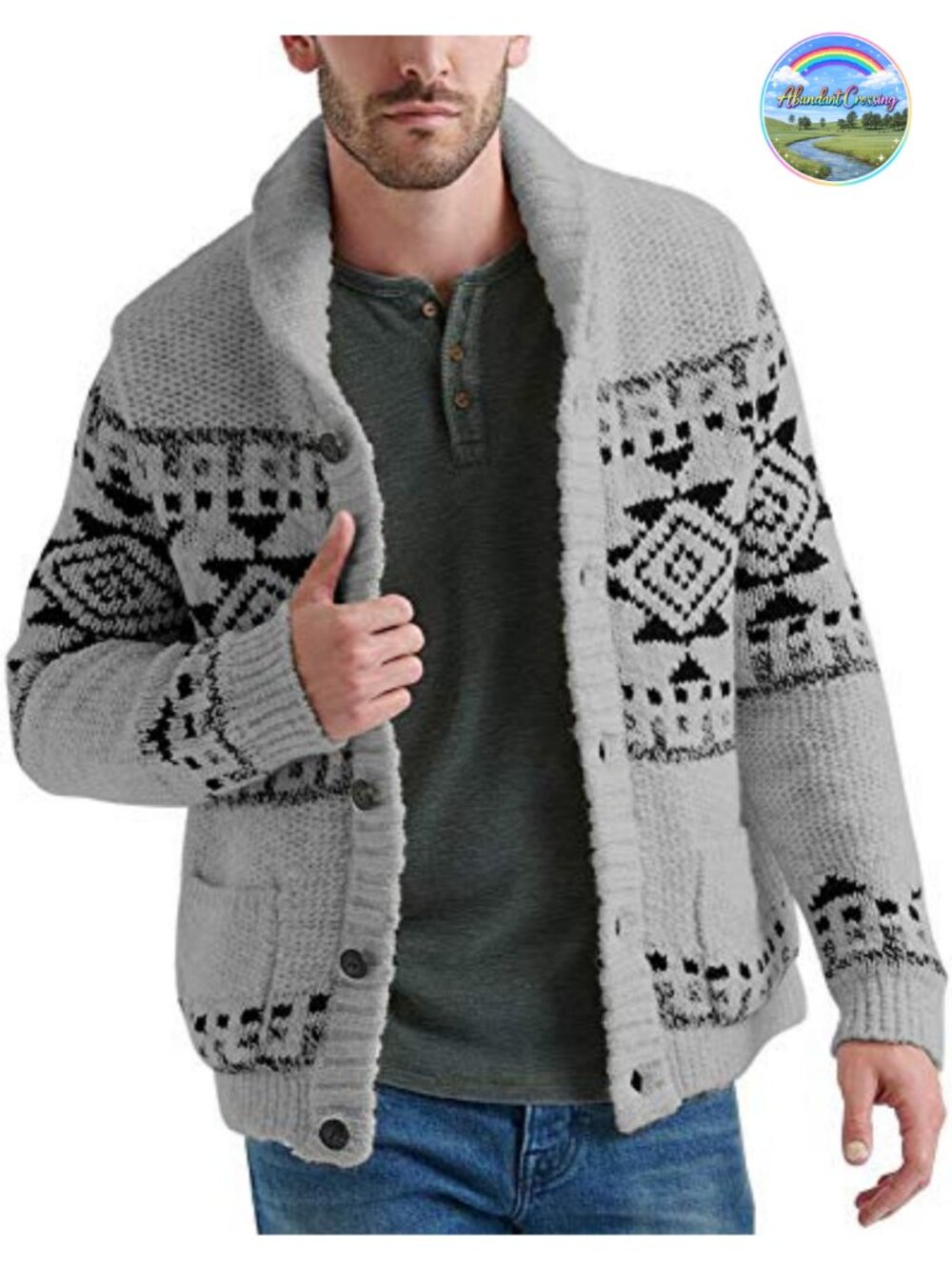 Men's Shawl Collar Cardigan Sweater with Pockets Button Down Knit